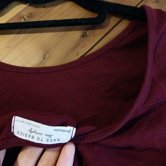 Burgundy Scoop Back Crop Top S - Picture 3 of 3